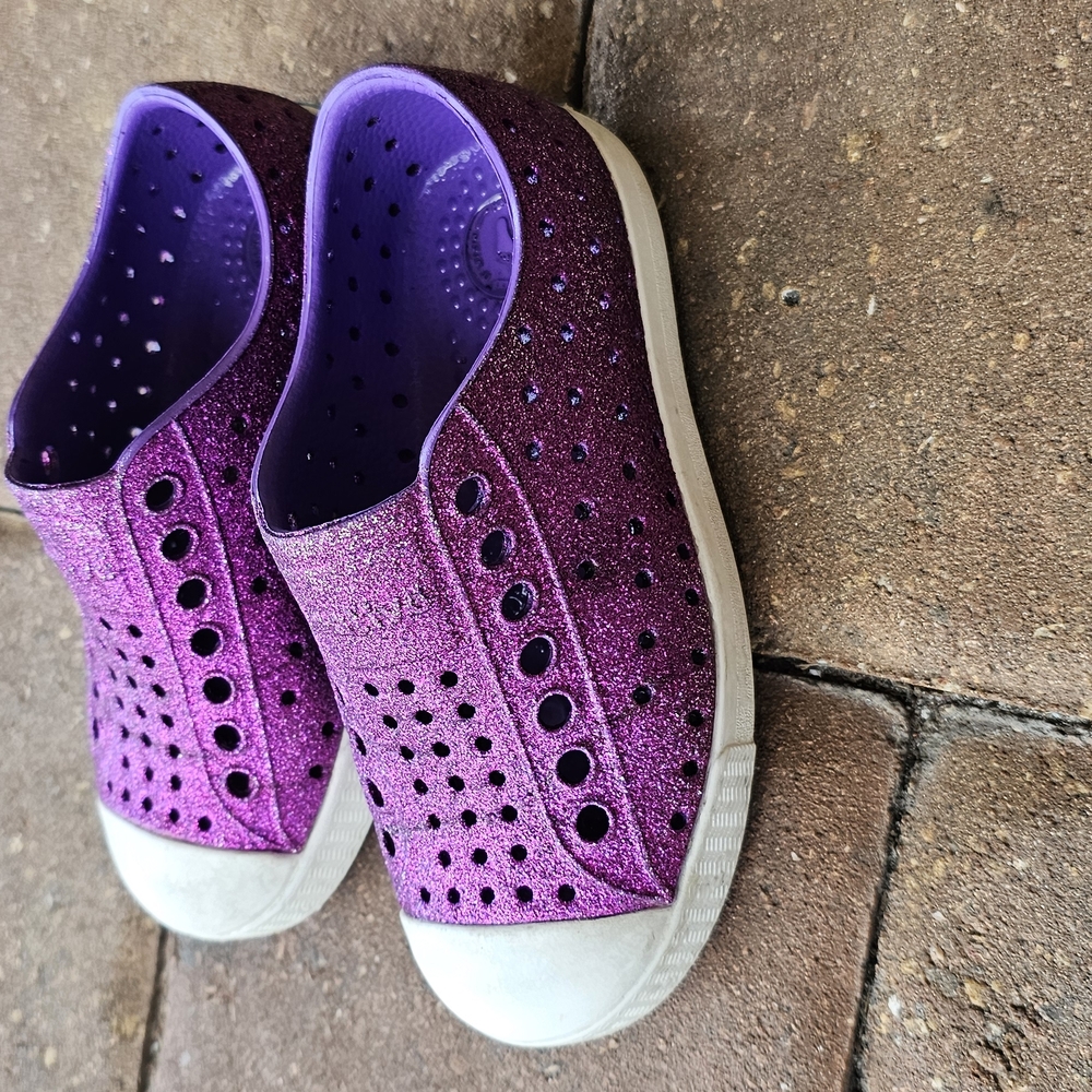 Native Purple and White Water Shoes Lightweight Slip-On